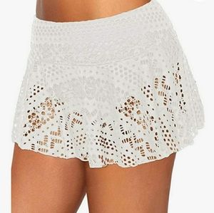 NEW Xakalaka White Lace Crochet Swim Skirt Bottoms